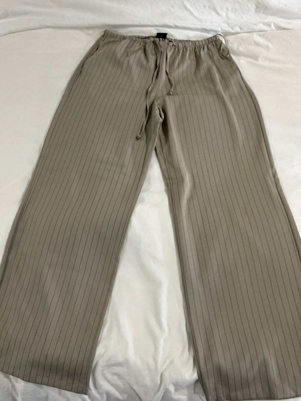 PacSun Taupe Pinstripe Straight-Leg Drawstring Pants